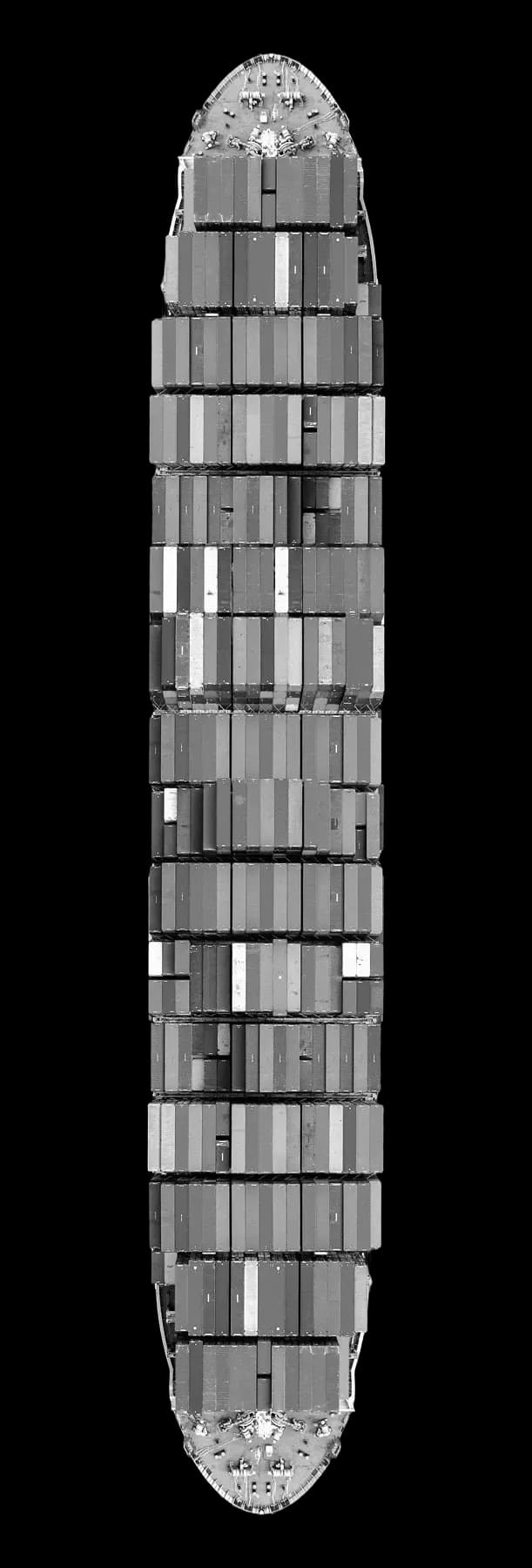 Stacked shipping containers loaded for export from China