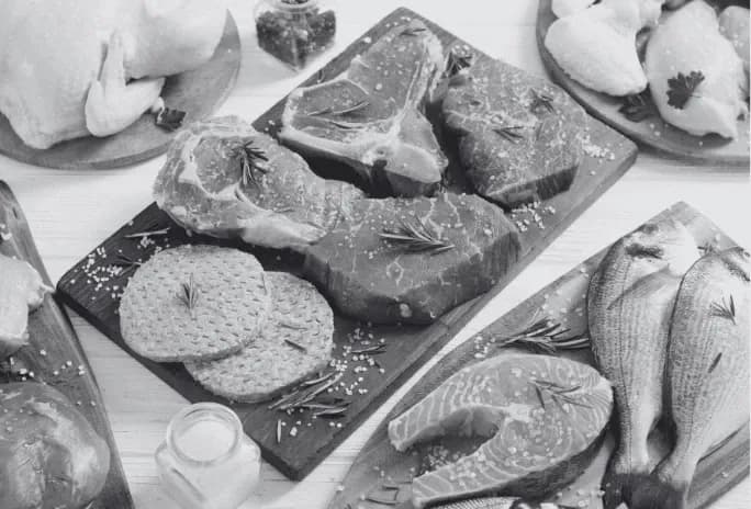 Frozen meat and seafood