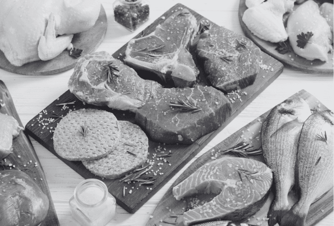 frozen meat and seafood