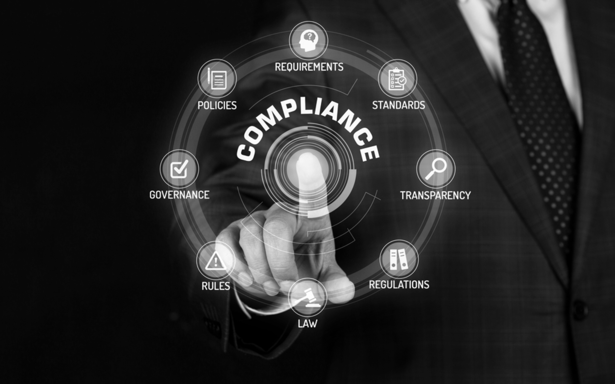 Business professional managing export compliance strategy and regulatory governance for compliant global supply chains